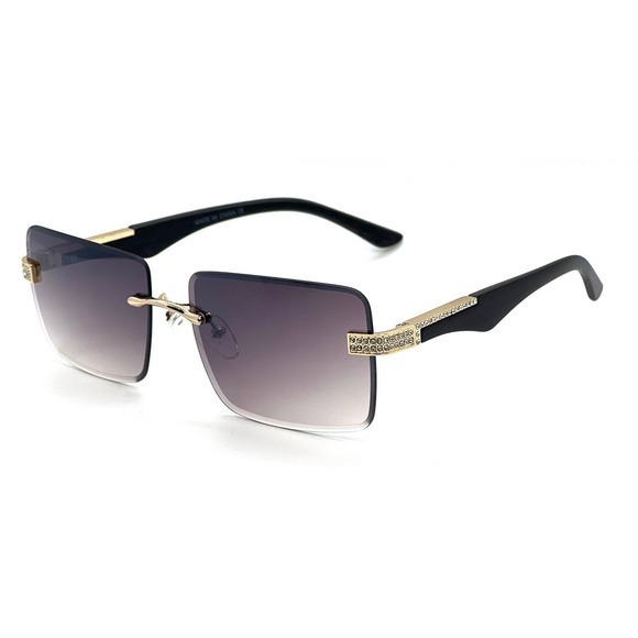 CLASSY Elegant Sophisticated Modern Retro SUN GLASSES Women Gold Rimless Frame